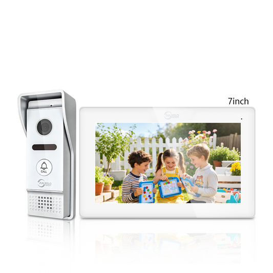 Anjielo Tuya Smart 4-Wire Video Intercom System Kit 1080P Outdoor Doorbell + 7 Inch Touch Screen Indoor Monitor, Motion Detection, IR Night Vision, 2 Way Audio for Villa & Apartment