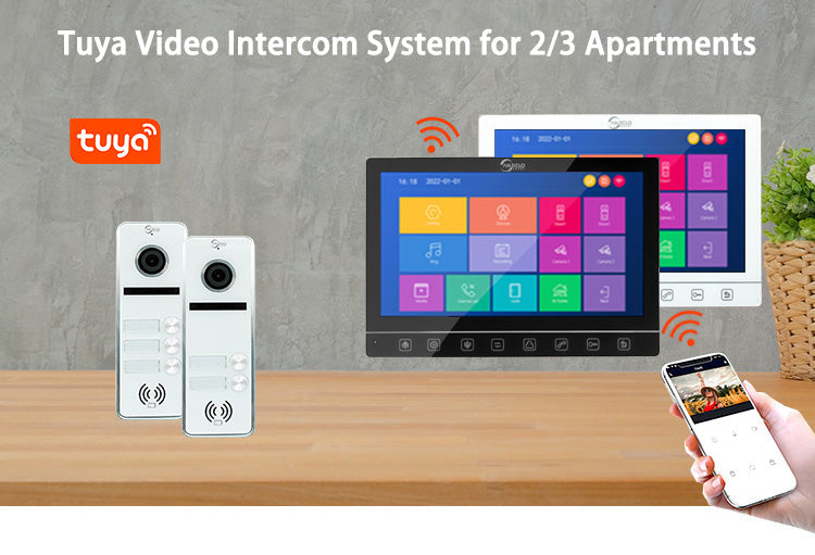 Anjielo Smart Screen Touch button 7 inch 2-door or 3-door Doorbell Video intercom System For Apartment