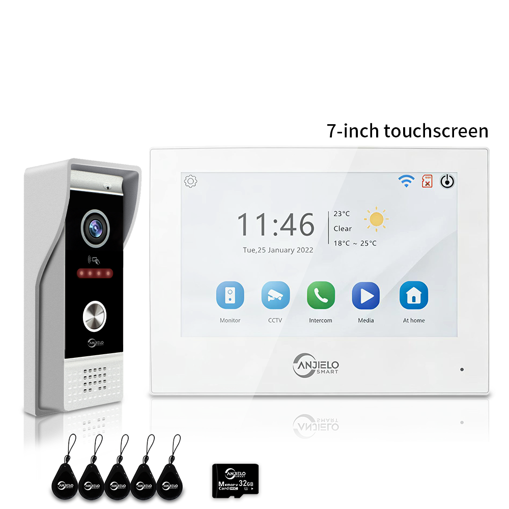 Anjielo 7/10 Inch 1080P Smart WiFi Video Intercom System with Tuya App 3-in-1 Unlock Motion Detection Alarm for Home Apartment
