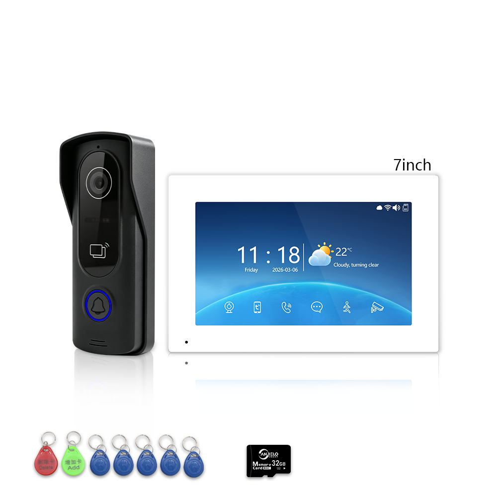 Anjielo 4-Wire Video Intercom Kit with Tuya Smart WiFi, 1080P HD Night Vision Camera, 7/10-Inch Touchscreen Monitor, Remote Unlock, Motion Detection & IP65 Waterproof for Home, Apartment & Villa Security