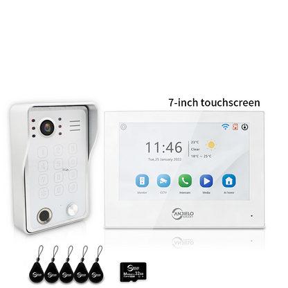 Anjielo 7/10 Inch 4 Wire WiFi Video Intercom System with 5-in-1 Unlock Fingerprint RFID Password App for Home Apartment