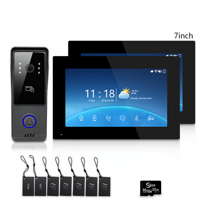 Anjielo 4‑Wire Tuya Video Intercom System, 7"/10" Touch Monitor, RFID Card Unlock, IP65 Wired Video Doorbell for Villa Apartment Home Security