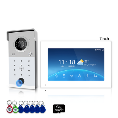 Anjielo 4-Line Video Intercom System with 7/10 inch Touch Monitor, Digital Photo Frame, Music Playback, 5-in-1 Unlock (Fingerprint/Password/ID Card/Indoor Unit/Tuya App), Motion Detection & Infrared Night Vision for Villa Home