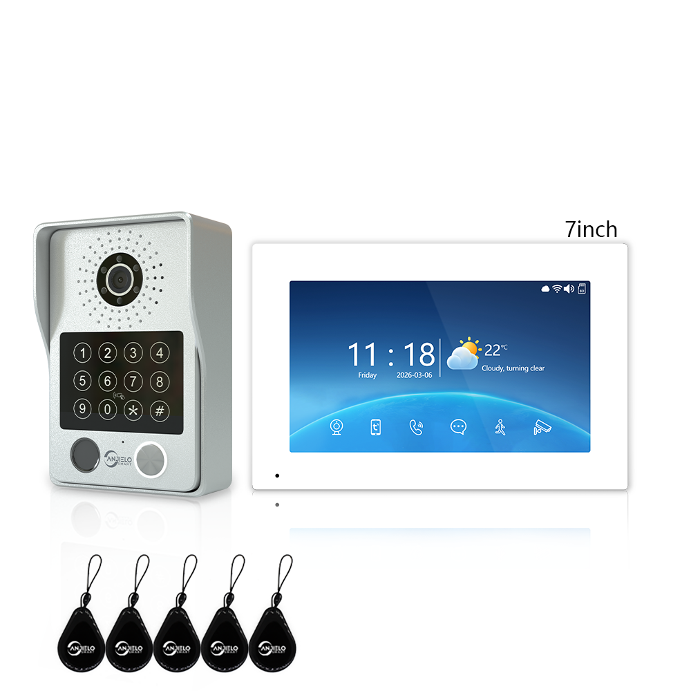 Anjielo Latest 4 wire Video Intercom System Video Doorbell 5 in 1 unlocking for the Apartment Intercom System for Home Villa