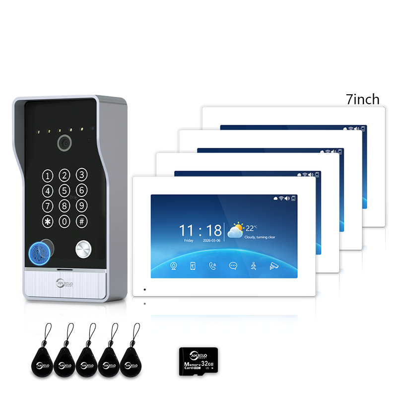 Anjielo Smart Video Doorbell Intercom System with 5-in-1 Unlocking – Fingerprint, Password, RFID Card, Touchscreen & Tuya App Unlock for Apartment or Villa|