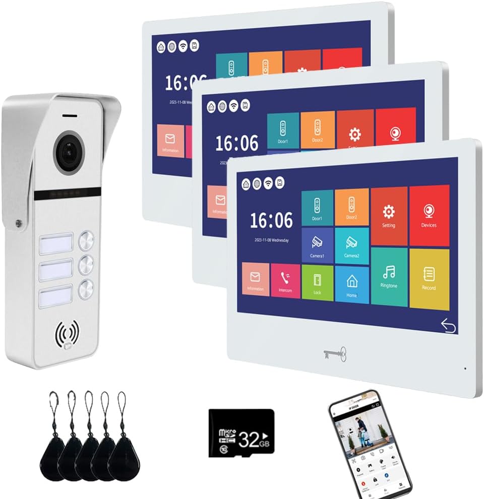Anjielo Smart Wired Video Doorbell Apartment Intercom System Multiple ...
