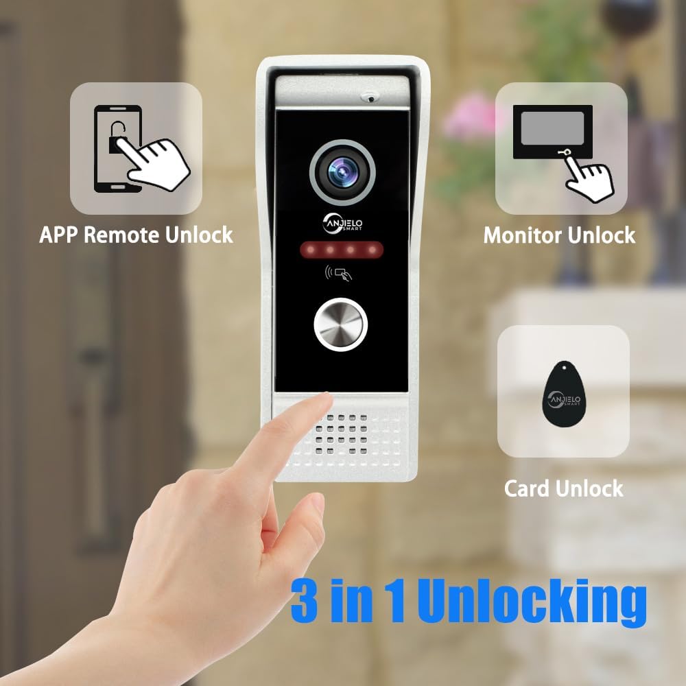 ANJIELO Smart Wired Video Doorbell Apartment Intercom System, WiFi 10.1 Inch Touch Monitor, HD Camera with Motion Detection and Can Change Detection Area