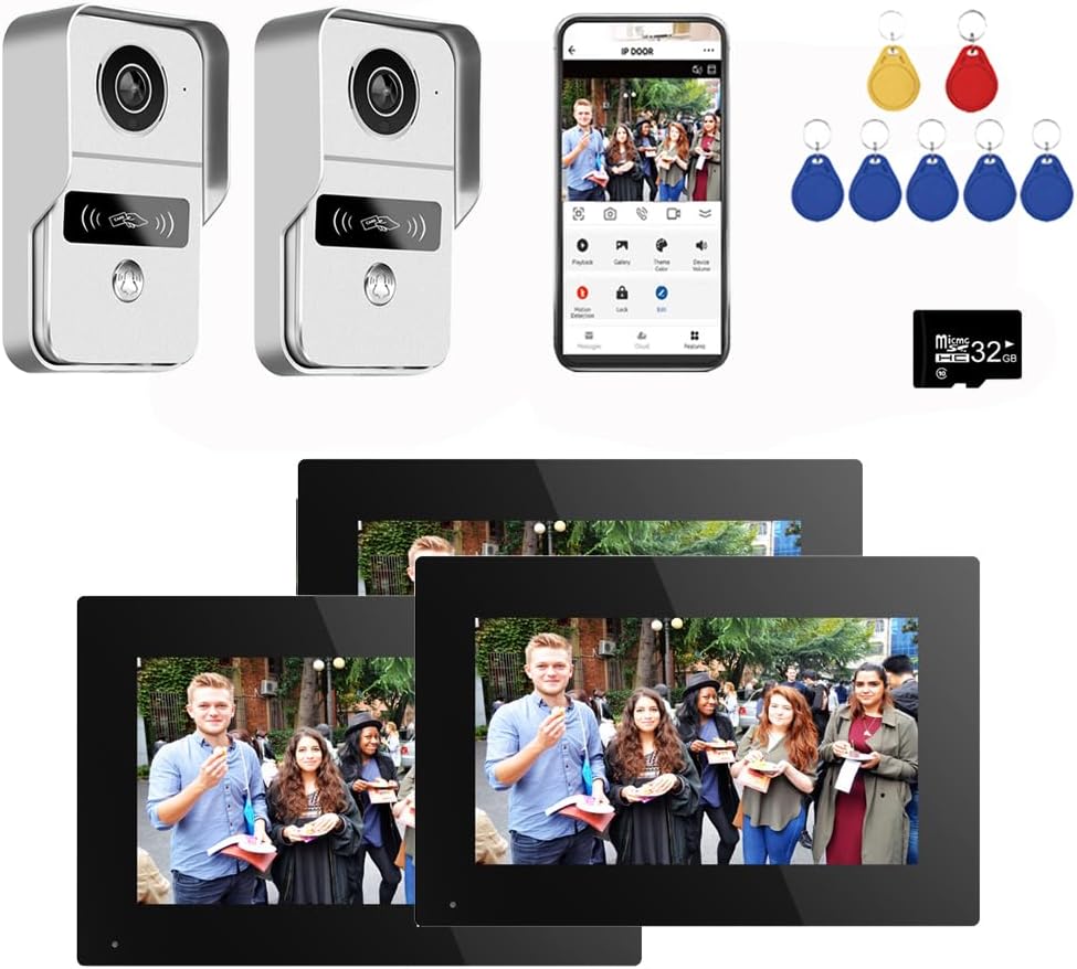 Anjielo Smart Wired Video Doorbell Apartment Intercom with 7 inch Touch Monitor System,1080P Doorphone Door Camera,TUYA WiFi Smart Home Video Intercom Door Phone Kits for Home Villa