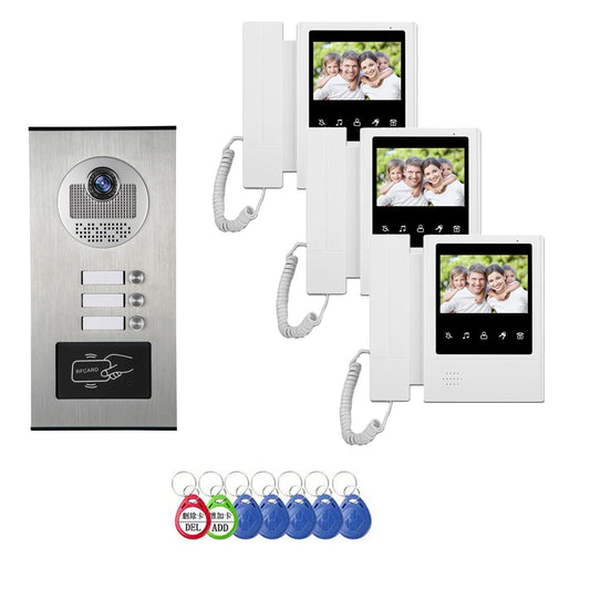 AnjieloSmart Home 4.3'' TFT Wired Video Intercom Doorbell System RFID Camera with 2/3/4/6/8/10/12 Monitor Doorphone