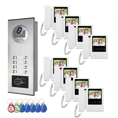 AnjieloSmart Home 4.3'' TFT Wired Video Intercom Doorbell System RFID Camera with 2/3/4/6/8/10/12 Monitor Doorphone