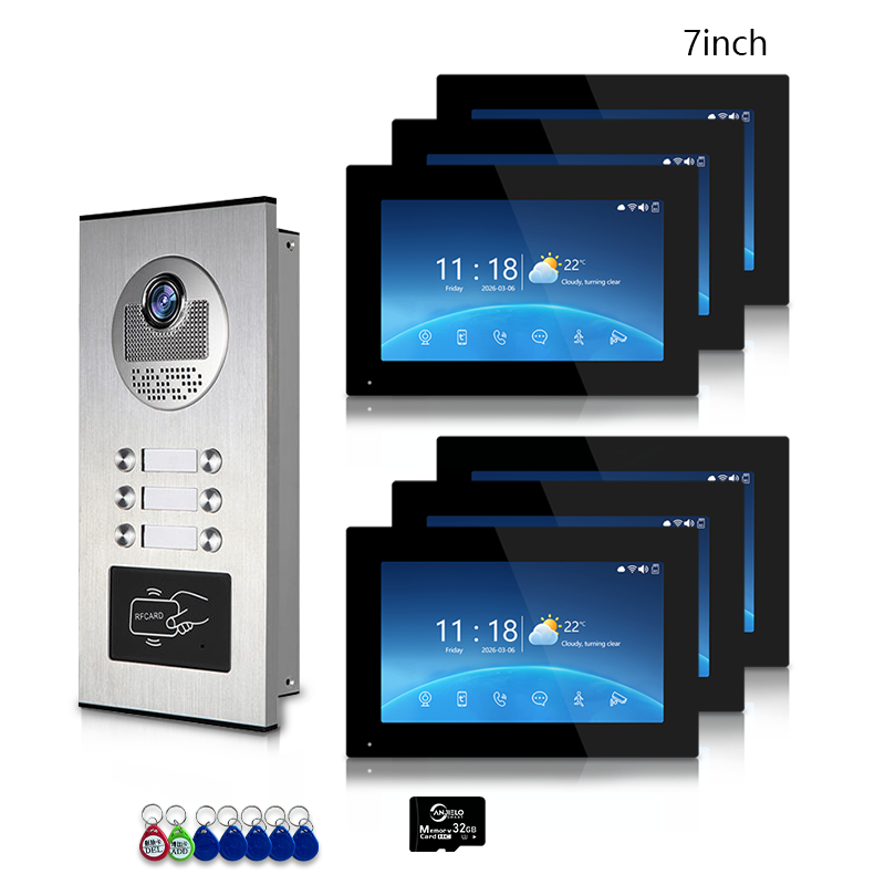 Anjielo 4-Wire Multi-Family Video Intercom System with Tuya Smart – 1080P HD, Motion Detection & Night Vision