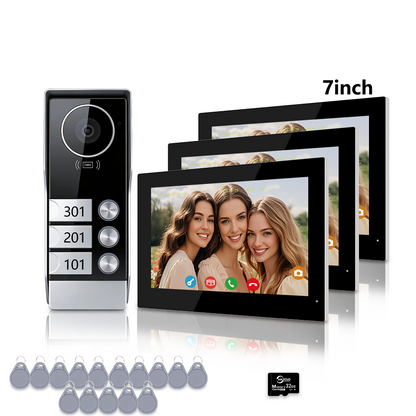 Anjielo 2 WIre Video Intercom Systems with 7/10 inch Video Monitor Video Doorbell VIdeo Doorphone Intercom for 1/2/3/4 Household