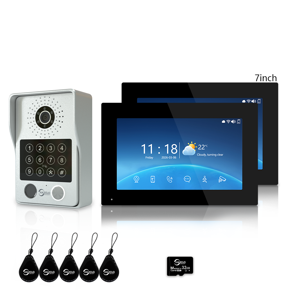 Anjielo Latest 4 wire Video Intercom System Photo Frame Video Doorbell 5 in 1 unlocking with Motion Detection for the Apartment Intercom System for Home Villa