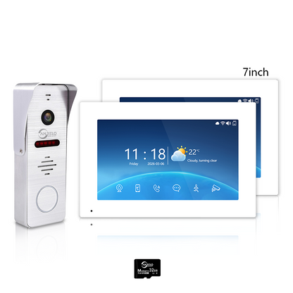 Anjielo 1080P 4 Wire Video Intercom System Photo Frame Background Music with Motion Detection for Home Apartment