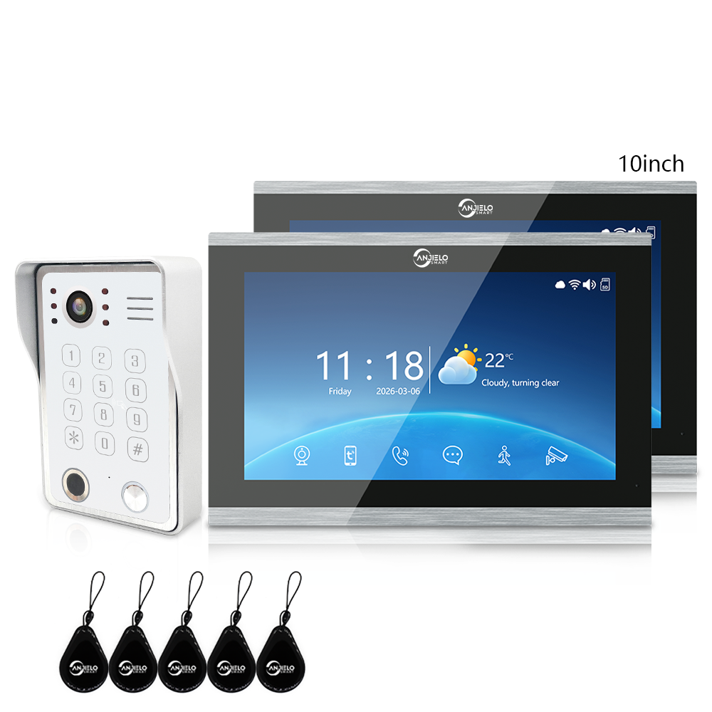 Anjielo Latest 7/10 Inch Monitor 4 wire Video Intercom System Photo Frame Video Doorbell 5 in 1 unlocking with Motion Detection for the Apartment Home andVilla