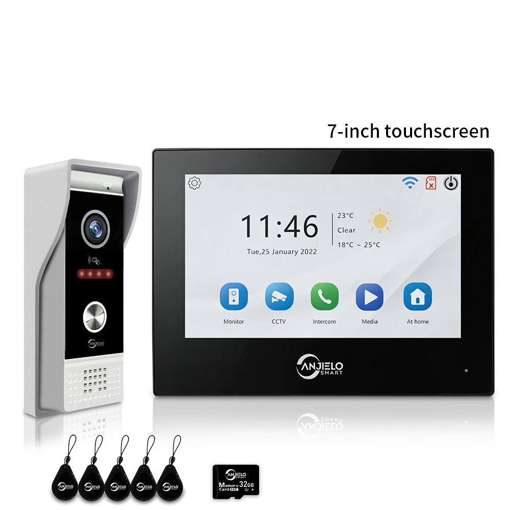 Anjielo 7/10 Inch 1080P Smart WiFi Video Intercom System with Tuya App 3-in-1 Unlock Motion Detection Alarm for Home Apartment