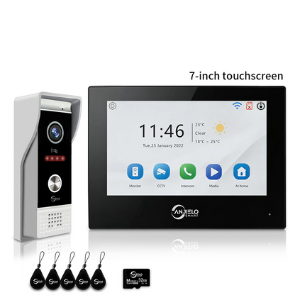 Anjielo 7/10 Inch 1080P Smart WiFi Video Intercom System with Tuya App 3-in-1 Unlock Motion Detection Alarm for Home Apartment