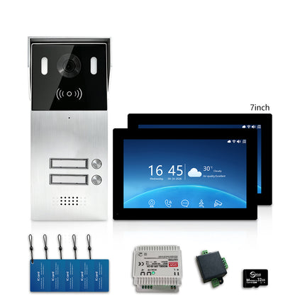 Anjielo 2-Wire Multi-Tenant Video Intercom System with Tuya App, 7/10-Inch Touch Screen, 2MP CMOS, IP65 Doorbell & 128GB TF Card