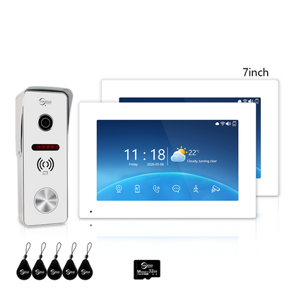 Anjielo 1080P 4 Wire Video Doorbell Intercom System 7/10 Inch Monitor Photo Frame with Motion Decetion Unlock by IC Card Monitor Tuya App for Villa
