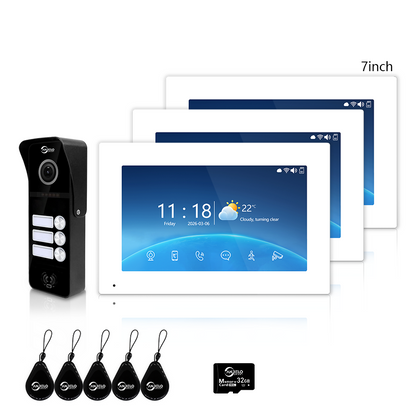 Anjielo Newest 4 Wire Video Door Phone Intercom System with Photo Frame Background Music for 2/3/4 Household
