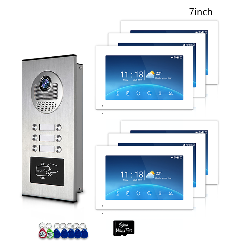 Anjielo 4-Wire Multi-Family Video Intercom System with Tuya Smart – 1080P HD, Motion Detection & Night Vision