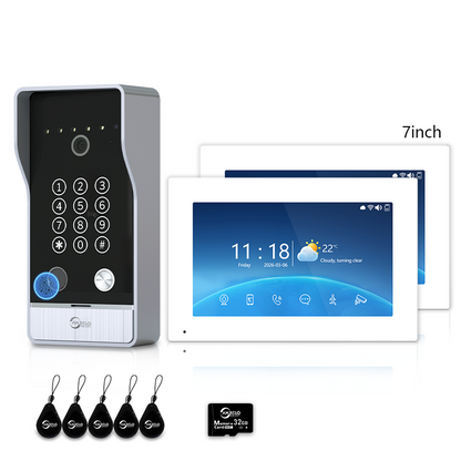 Anjielo Smart Video Doorbell Intercom System with 5-in-1 Unlocking – Fingerprint, Password, RFID Card, Touchscreen & Tuya App Unlock for Apartment or Villa|