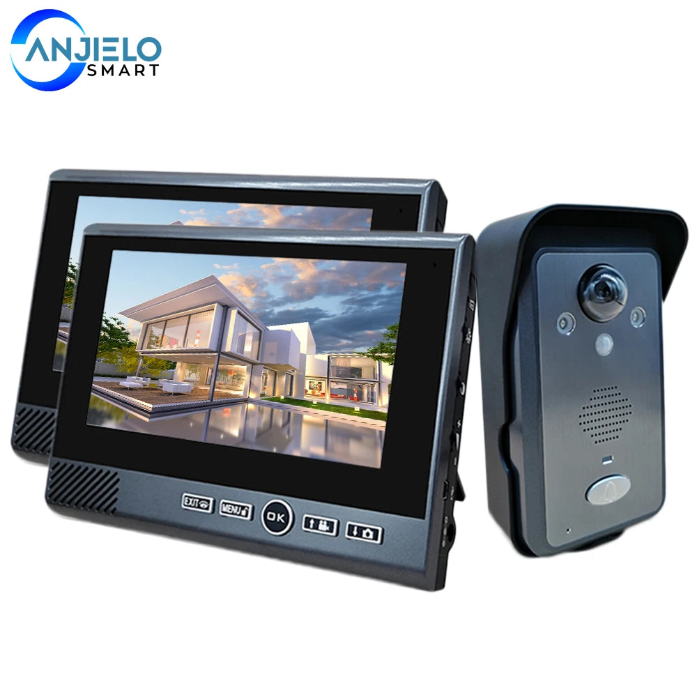 7 Inch 2.4Ghz Wireless Video Intercom Punch-Free Motion Detection Long Standby Visual Doorbell System