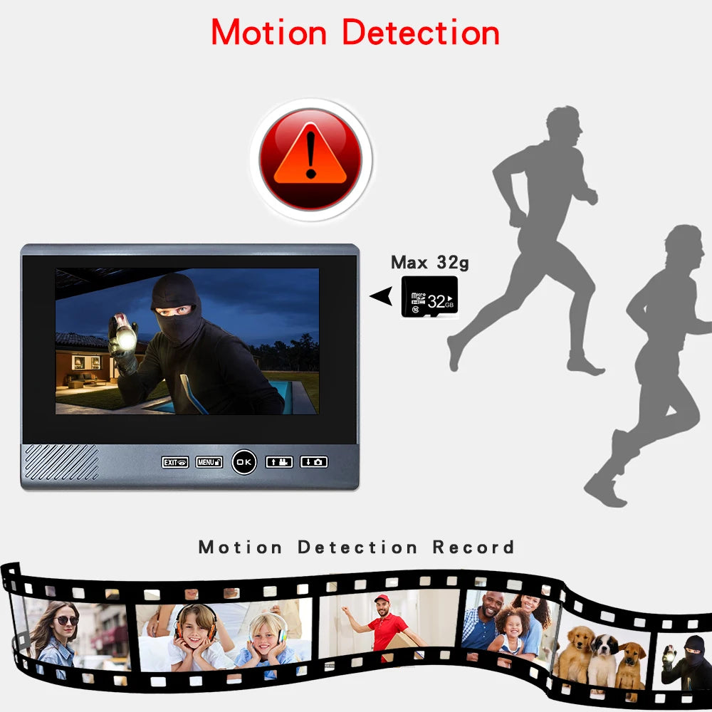 7 Inch 2.4Ghz Wireless Video Intercom Punch-Free Motion Detection Long Standby Visual Doorbell System