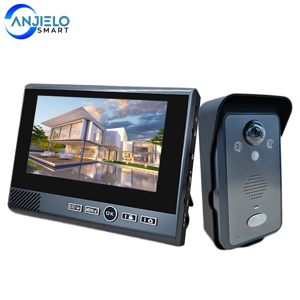 7 Inch 2.4Ghz Wireless Video Intercom Punch-Free Motion Detection Long Standby Visual Doorbell System