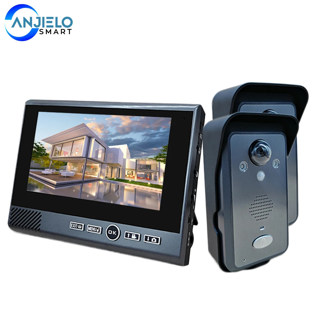 7 Inch 2.4Ghz Wireless Video Intercom Punch-Free Motion Detection Long Standby Visual Doorbell System