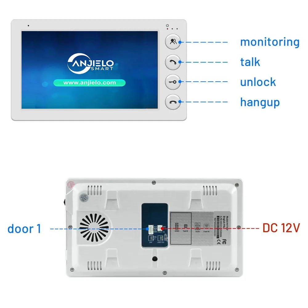 7 Inch Video Intercom System Outdoor Metal Doorbell Waterproof Cold Resistan Video Door Phone for Home Night Vision Lock Unlock