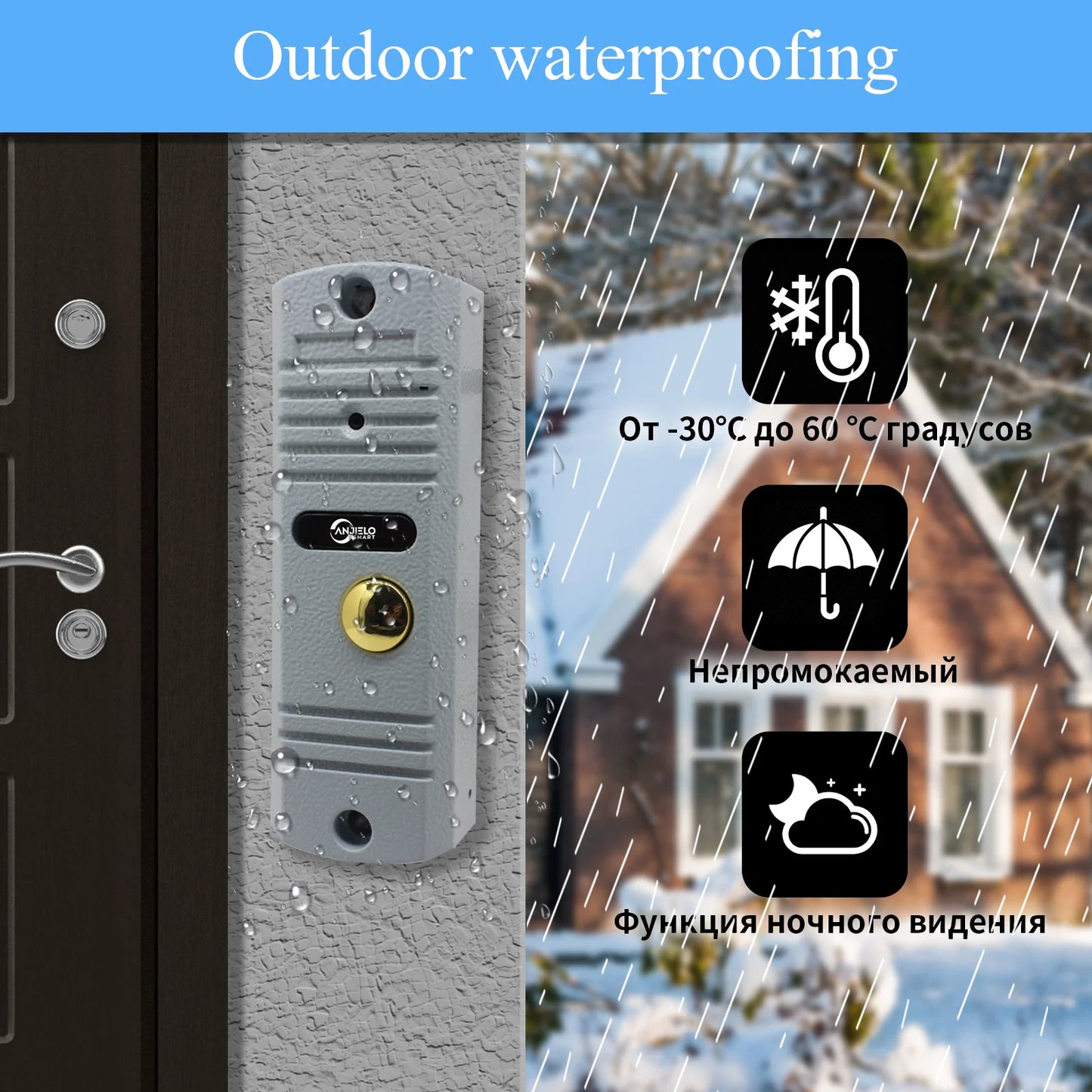 7 Inch Video Intercom System Outdoor Metal Doorbell Waterproof Cold Resistan Video Door Phone for Home Night Vision Lock Unlock