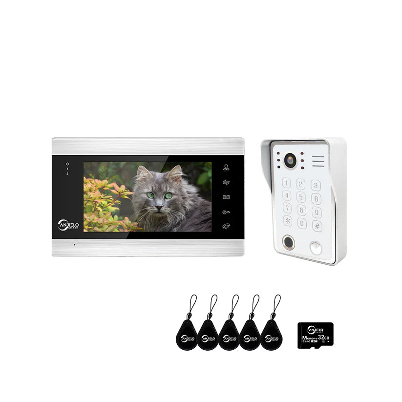 7 inch Touch Button screen Video Door Phone Rfid Card Access Control System Doorbell with Fingerprint and password unlock Video Intercom System