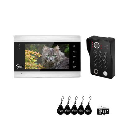7 inch Touch Button screen Video Door Phone Rfid Card Access Control System Doorbell with Fingerprint and password unlock Video Intercom System
