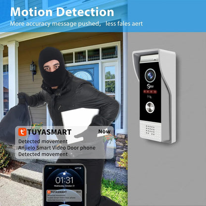 Anjielo 4 Wire Video Intercom System Video Doorphone Motion Detection Night Vision for Villa