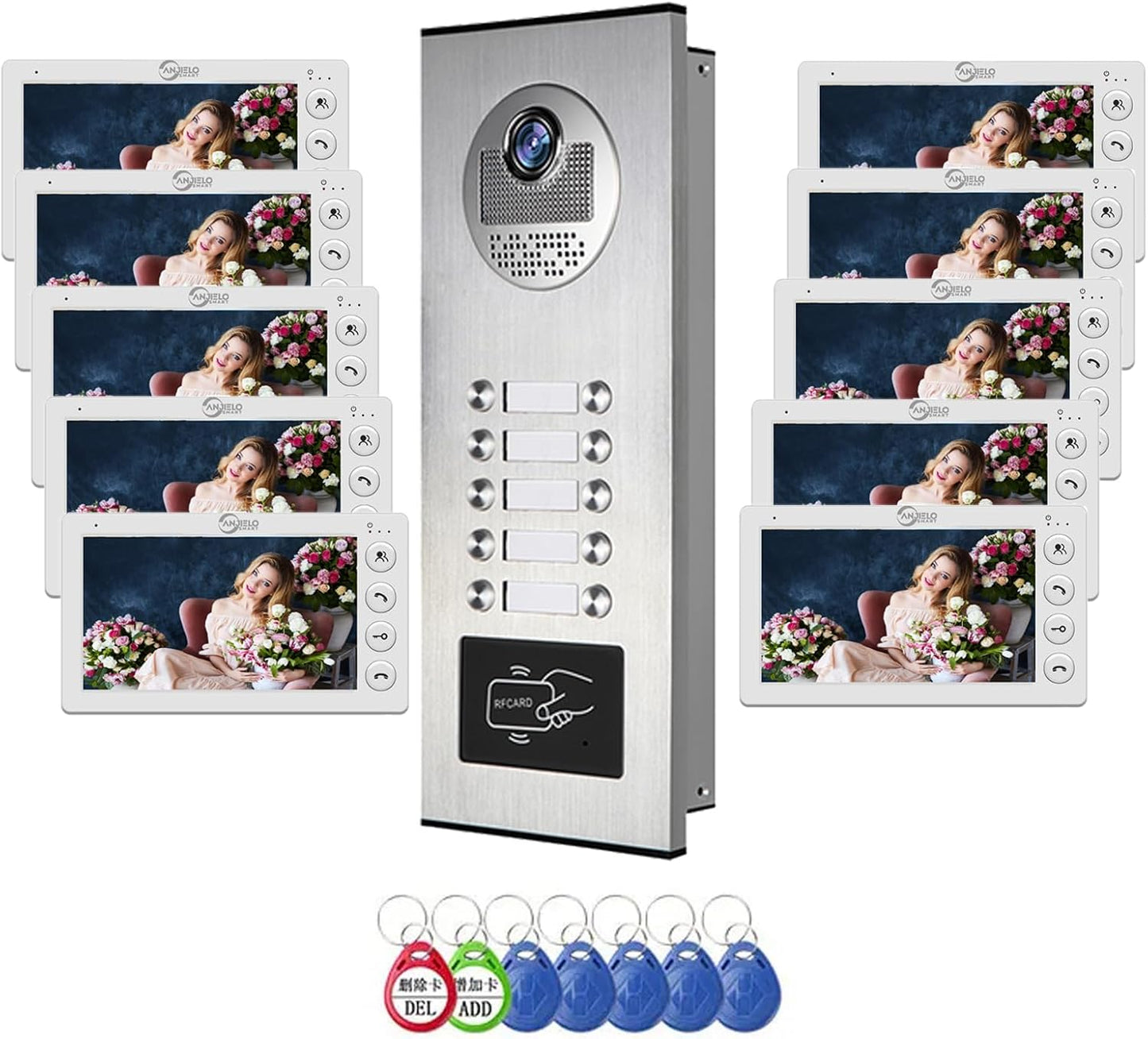 Anjielo Smart Building Video Intercom for Seamless Building Communication Real-Time Monitoring Visual Intercom Expandable Visual Intercom up to 12 Devices