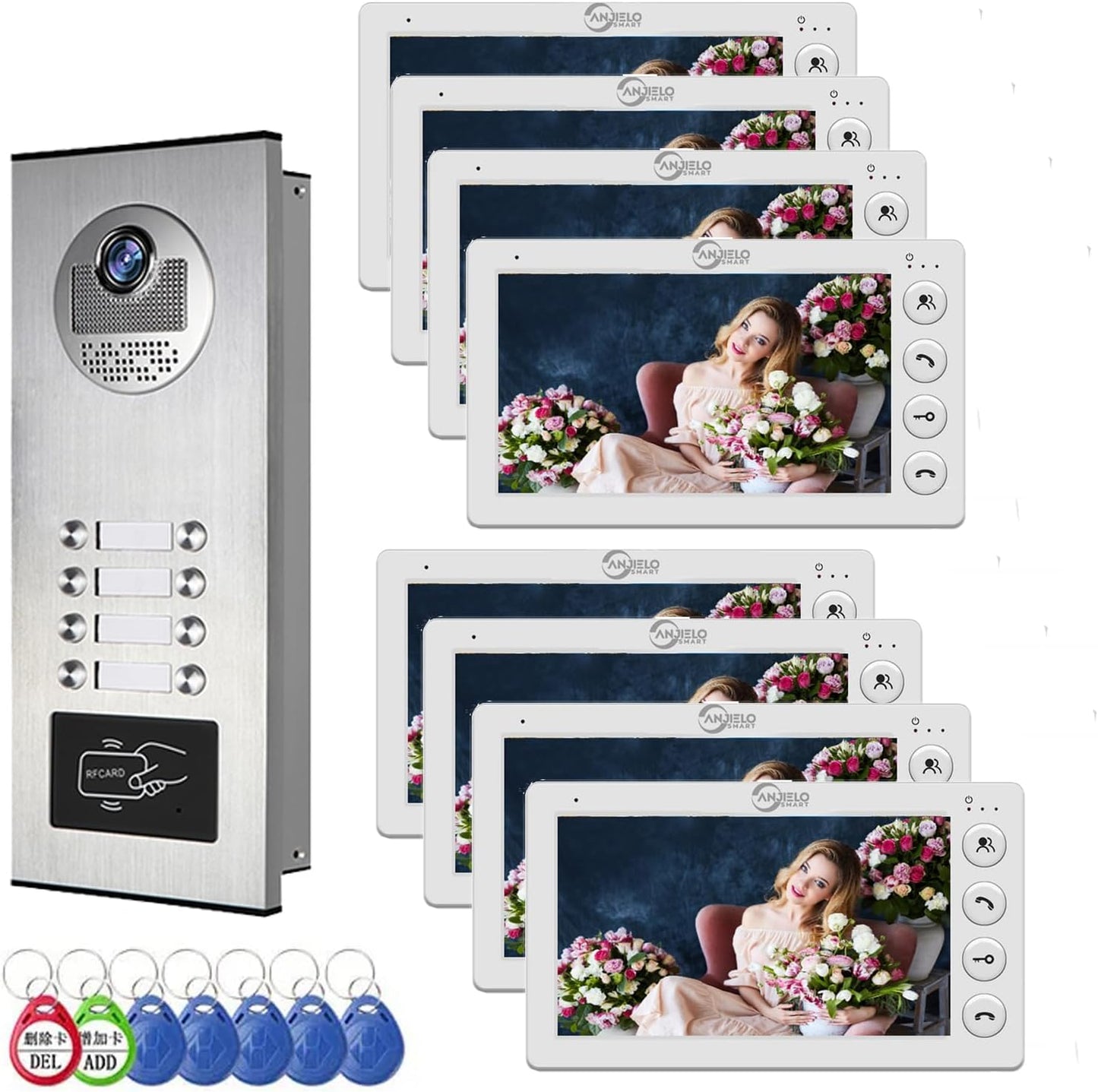 Anjielo Smart Building Video Intercom for Seamless Building Communication Real-Time Monitoring Visual Intercom Expandable Visual Intercom up to 12 Devices