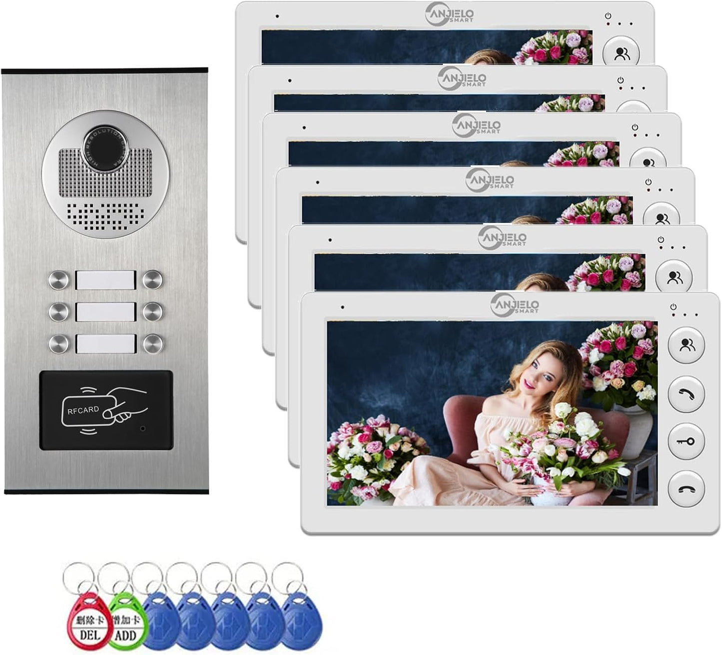 Anjielo Smart Building Video Intercom for Seamless Building Communication Real-Time Monitoring Visual Intercom Expandable Visual Intercom up to 12 Devices