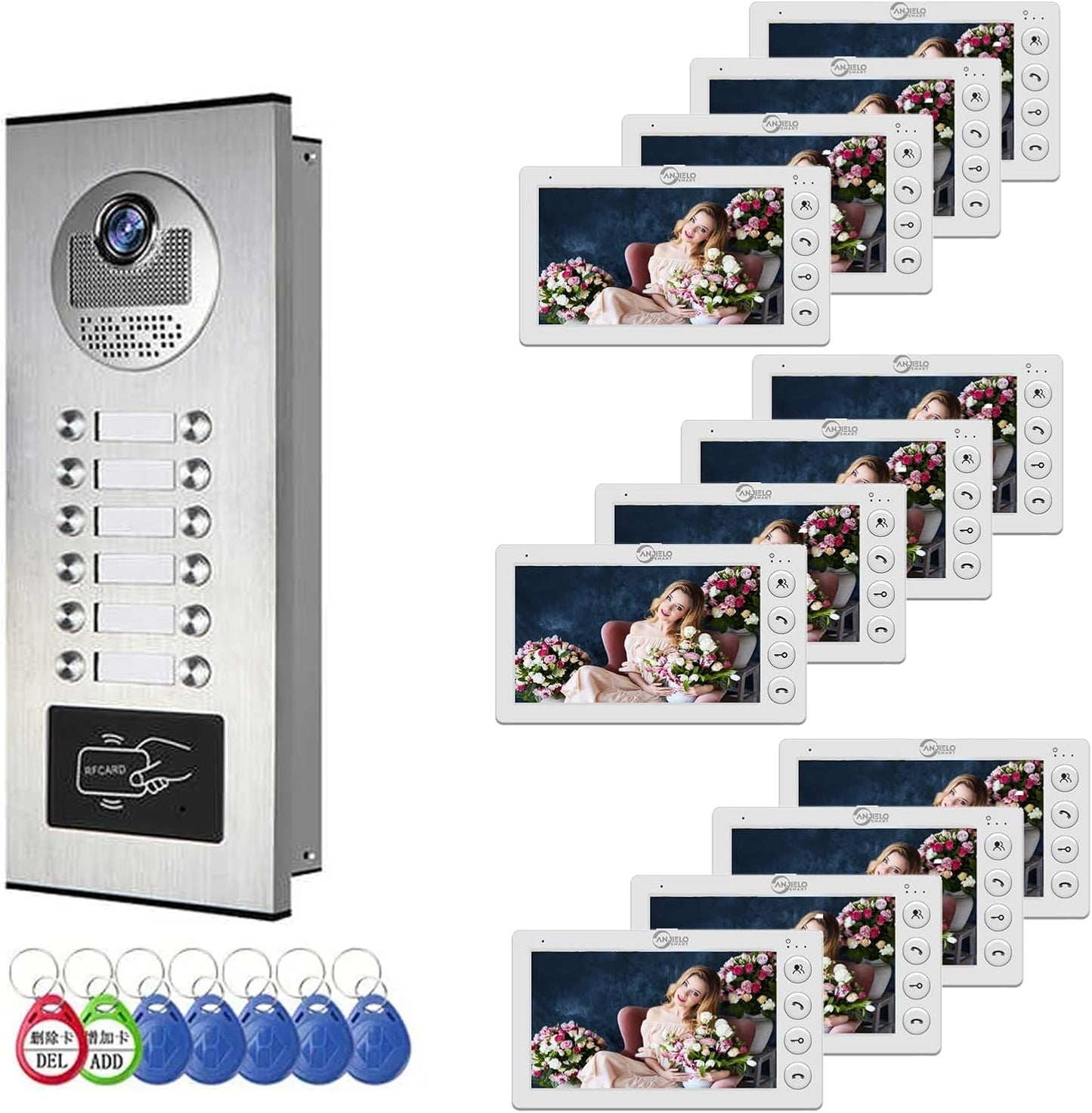 Anjielo Smart Building Video Intercom for Seamless Building Communication Real-Time Monitoring Visual Intercom Expandable Visual Intercom up to 12 Devices