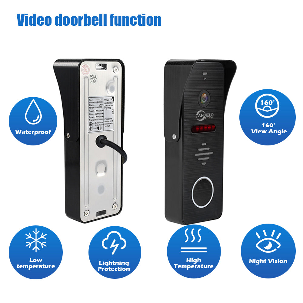 Anjielo Smart 7 inch Monitor With Night Vision Motion detection Doorbell Camera Video Intercom For home