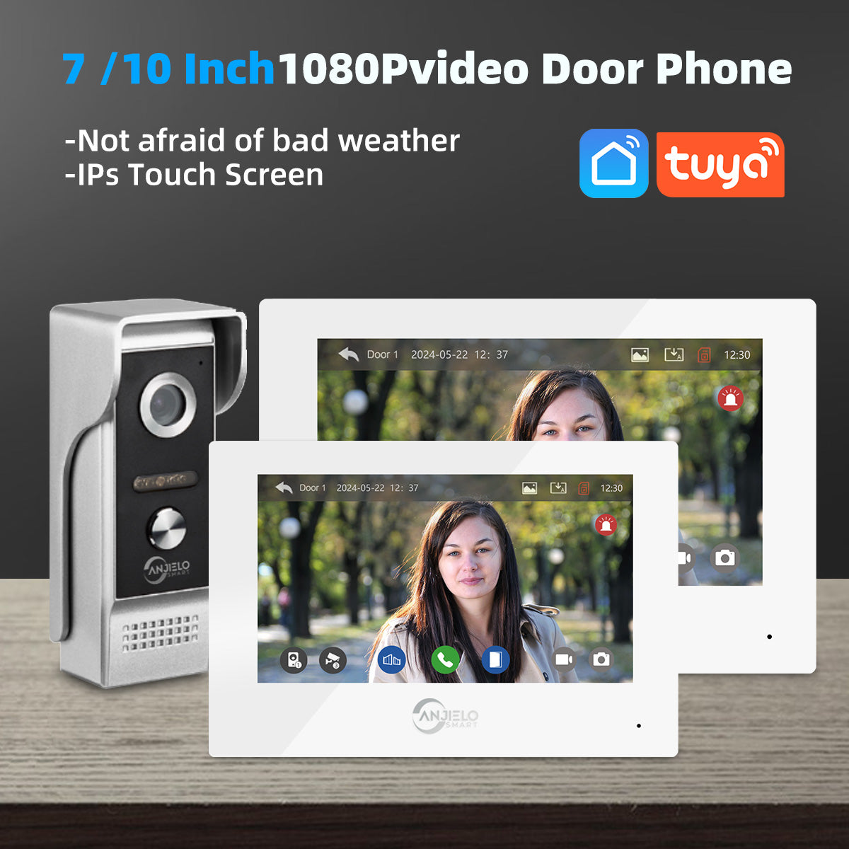 Tuya  Smart   7 Inch WIFI Video Intercom Tuya FHD 1080P Wireless Houses Doorbell Camera Two Doors Unlock Door Entry Phone System for Home