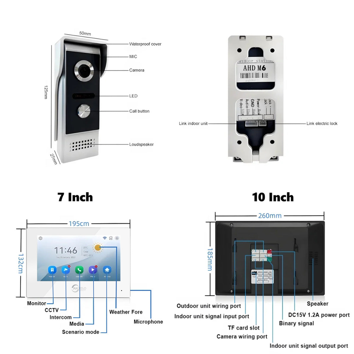 Tuya  Smart   7 Inch WIFI Video Intercom Tuya FHD 1080P Wireless Houses Doorbell Camera Two Doors Unlock Door Entry Phone System for Home