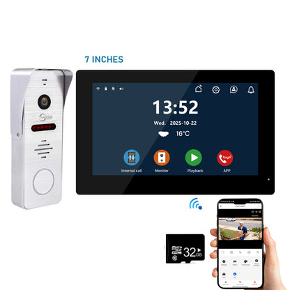 New Tuya 7/10 Inch Video Wifi Intercom Tuya Smart Home Wired video doorbell System 1080P 148°Doorbell Camera Full Touch Monitor
