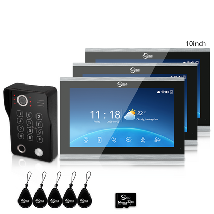 Anjielo 7/10 Inch 4-Wire Video Intercom System Photo Frame Video Doorbell, 5-in-1 Unlocking (Fingerprint/IC Card/Password/App/Key) with Motion Detection, Tuya APP Remote Control, IR Night Vision, for Apartment Villa Home