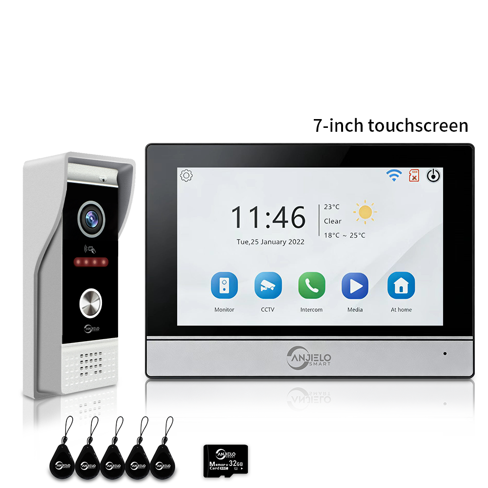 Anjielo 7/10 Inch 1080P Smart WiFi Video Intercom System with Tuya App 3-in-1 Unlock Motion Detection Alarm for Home Apartment