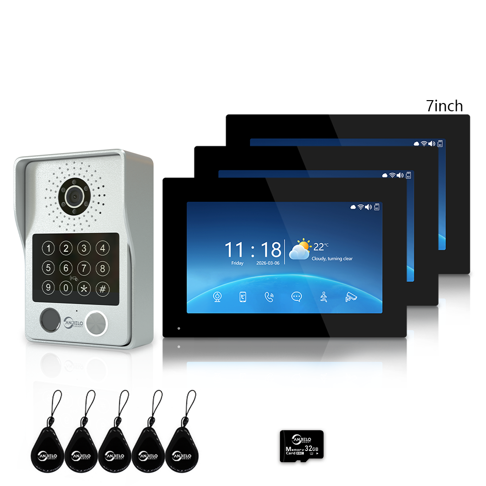 Anjielo Latest 4 wire Video Intercom System Photo Frame Video Doorbell 5 in 1 unlocking with Motion Detection for the Apartment Intercom System for Home Villa