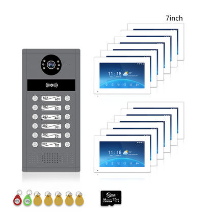 Anjielo 7/10 Inch WiFi Smart Video Doorbell Multi‑Family Apartment Intercom System Two‑Way Audio & Remote Unlock Digital Photo Frame & Background Music Tuya App Control IP65 Weatherproof