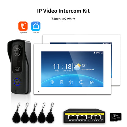 Anjielo IP HD Video Intercom System with Tuya App – 7/10.1-Inch Touch Screen, AHD 2.0MP Camera, RFID Unlock for Villa & Apartment
