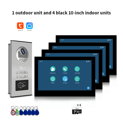 Anjielo Smart 10 inch 1080P Tuya Smart Video Doorphone Metal Doorbell Video Intercom System for Multi-Apartment