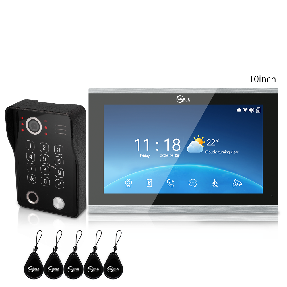 Anjielo Latest 7/10 Inch Monitor 4 wire Video Intercom System Photo Frame Video Doorbell 5 in 1 unlocking with Motion Detection for the Apartment Home andVilla